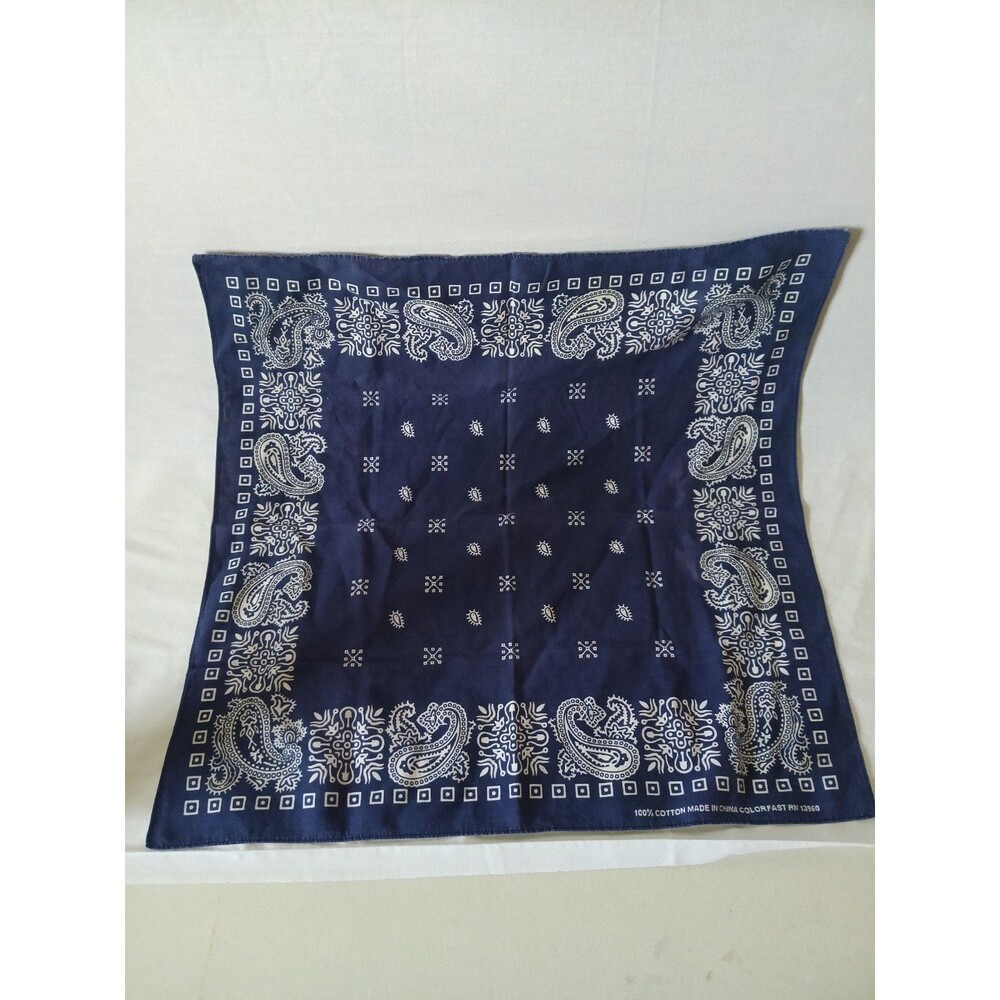 Vintage Blue Paisley Bandana 100% Cotton Fast Color RN 13960  Handkerchief USA